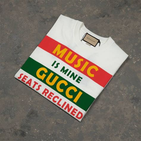 music is mine gucci seats recline shirt|Gucci 'Music is Mine Gucci Seats Reclined' print T.